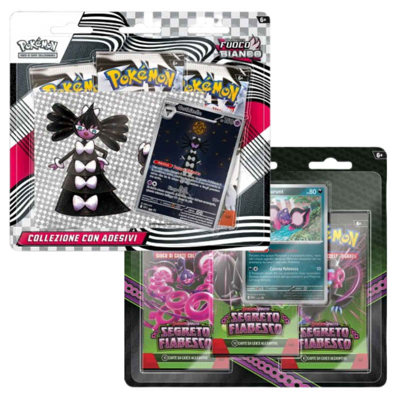 Bundle Fuoco Bianco - Gothitelle - Collezione con Adesivi & Segreto Fiabesco - 3 Pack Blister Pecharunt (ITA)