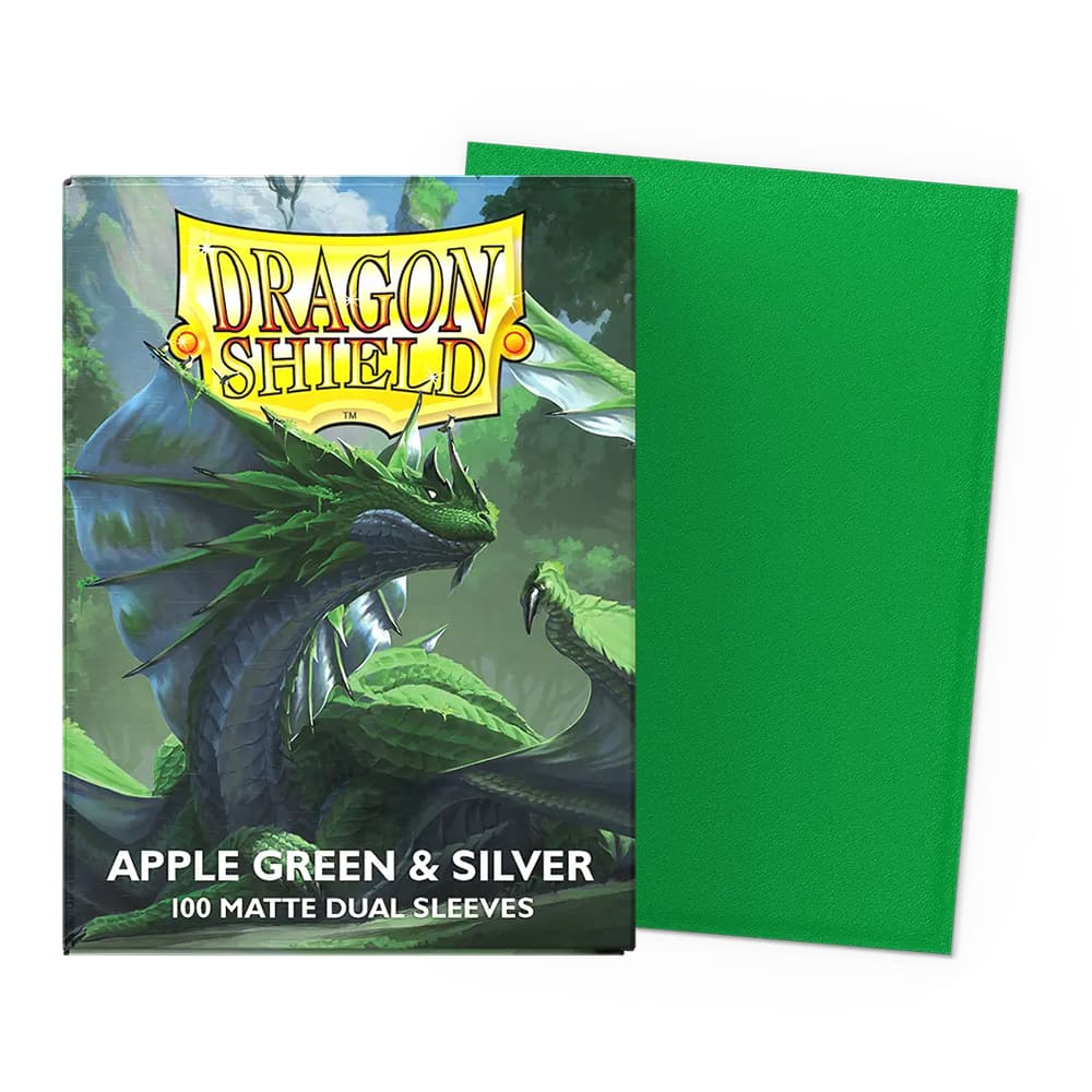 Dragon Shield Sleeves Dual Matte 100 APPLE GREEN & SILVER